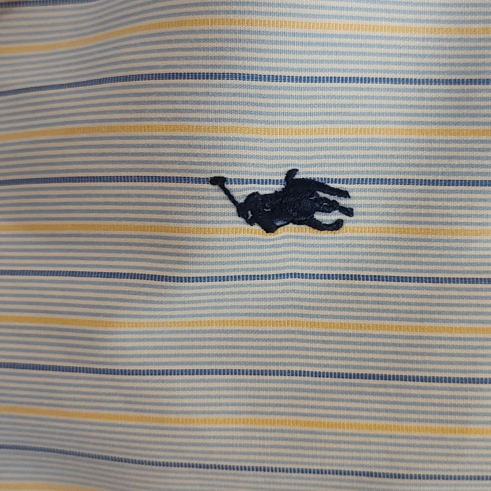 Ralph Lauren Classic Fit Blue, Yellow, & White Striped Sz 16; 34/35